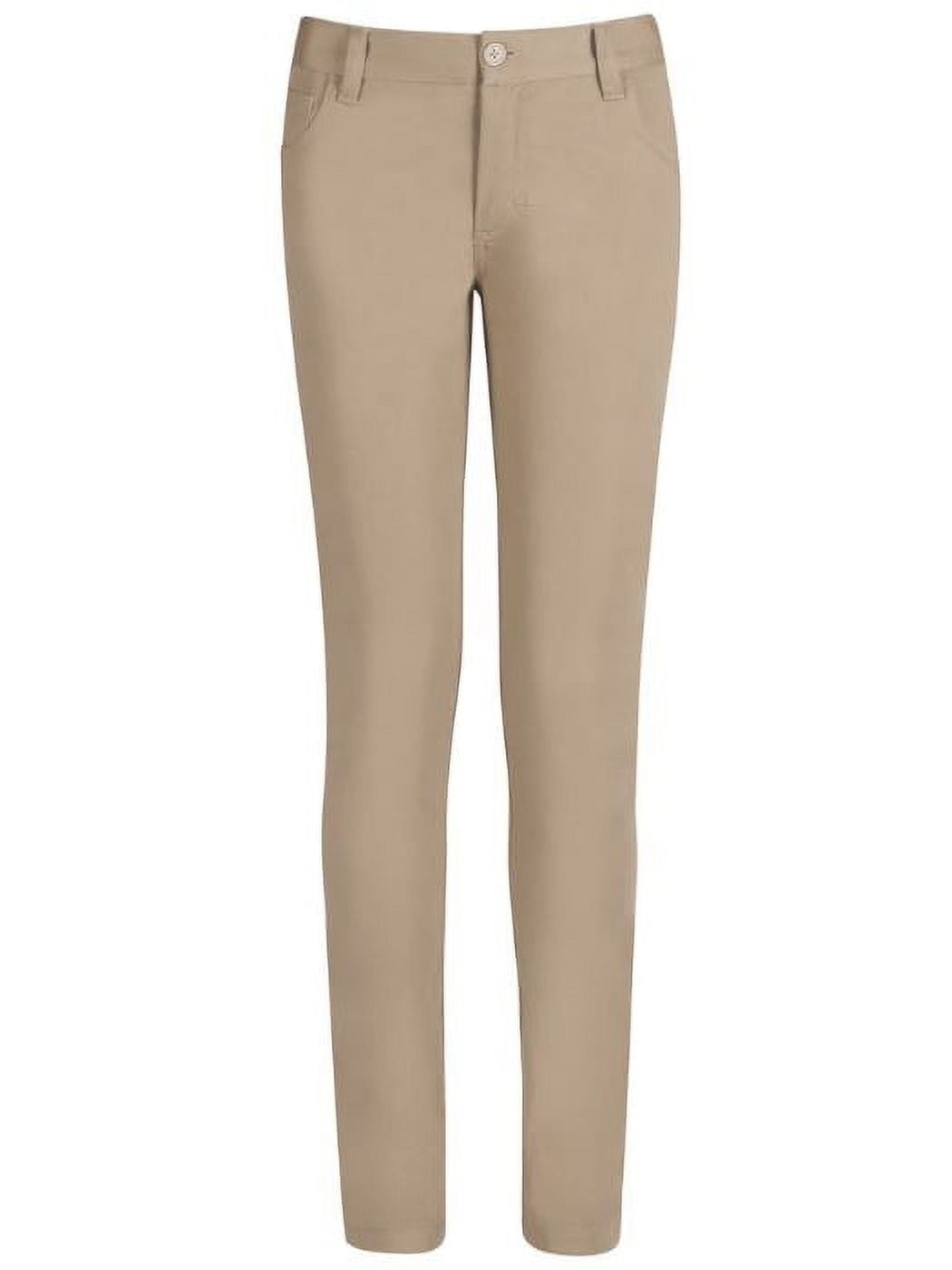 Wholesale Girl's School Uniform SUPER STRETCH Skinny Pants in Khaki