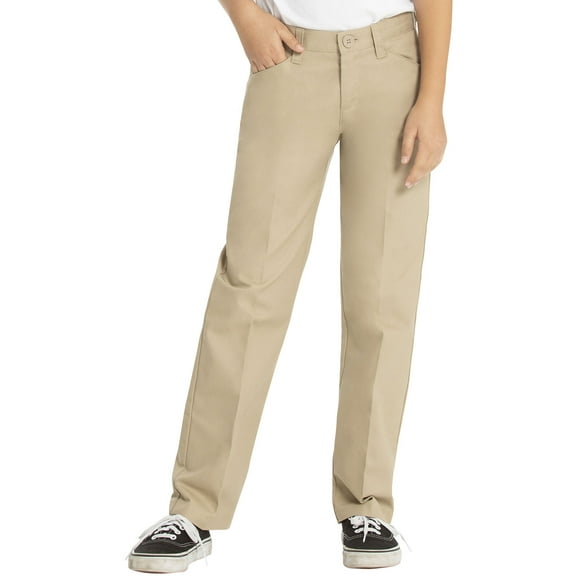 Real School Girls School Uniform Flat Front Low Rise Pants, Sizes 4-16 & Plus