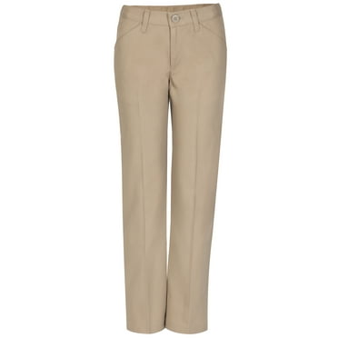 Real School Girls School Uniform Flat Front Low Rise Pants, Sizes 4-16 & Plus