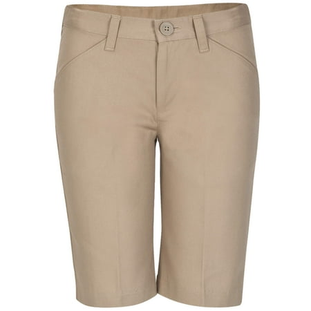 Real School Girls School Uniform Flat Front Low Rise Shorts, Sizes 4-16 & Plus