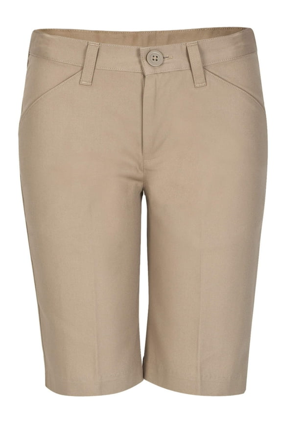 Real School Girls School Uniform Flat Front Low Rise Shorts, Sizes 4-16 & Plus