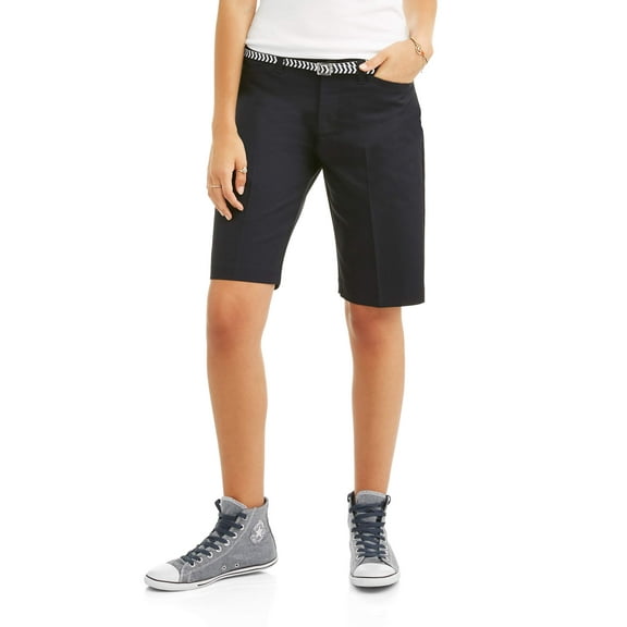 Real School Juniors' Flat Front Low Rise School Uniform Shorts