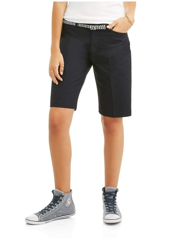 Real School Juniors' Flat Front Low Rise School Uniform Shorts