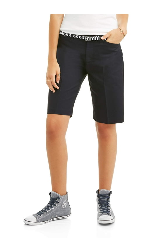 Real School Juniors' Flat Front Low Rise School Uniform Shorts