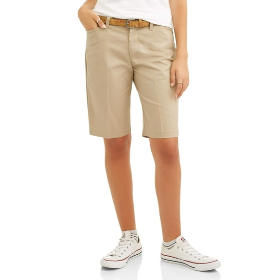Real School Juniors' Flat Front Low Rise School Uniform Shorts