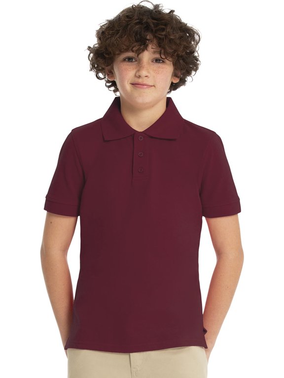 Real School Unisex School Uniform Short Sleeve Pique Polo Shirt, Sizes XS-XL