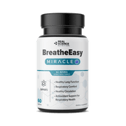 Real Science Nutrition BreatheEasy Miracle Natural Dietary Supplement for Lung Health, Respiratory Comfort, and Oxygen Circulation, 60 Capsules