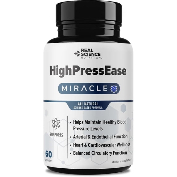 Real Science Nutrition HighPressEase Miracle Blood Pressure Support 60 Capsules