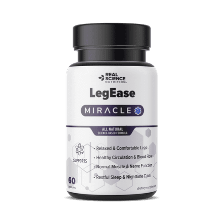 Real Science Nutrition LegEase – Restless Legs Support Supplement with Nitric Oxide – Natural Sleep & Circulation Aid – 60 Capsules