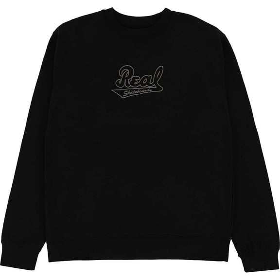 Real Script Embroidered Crew Sweatshirt Medium Black