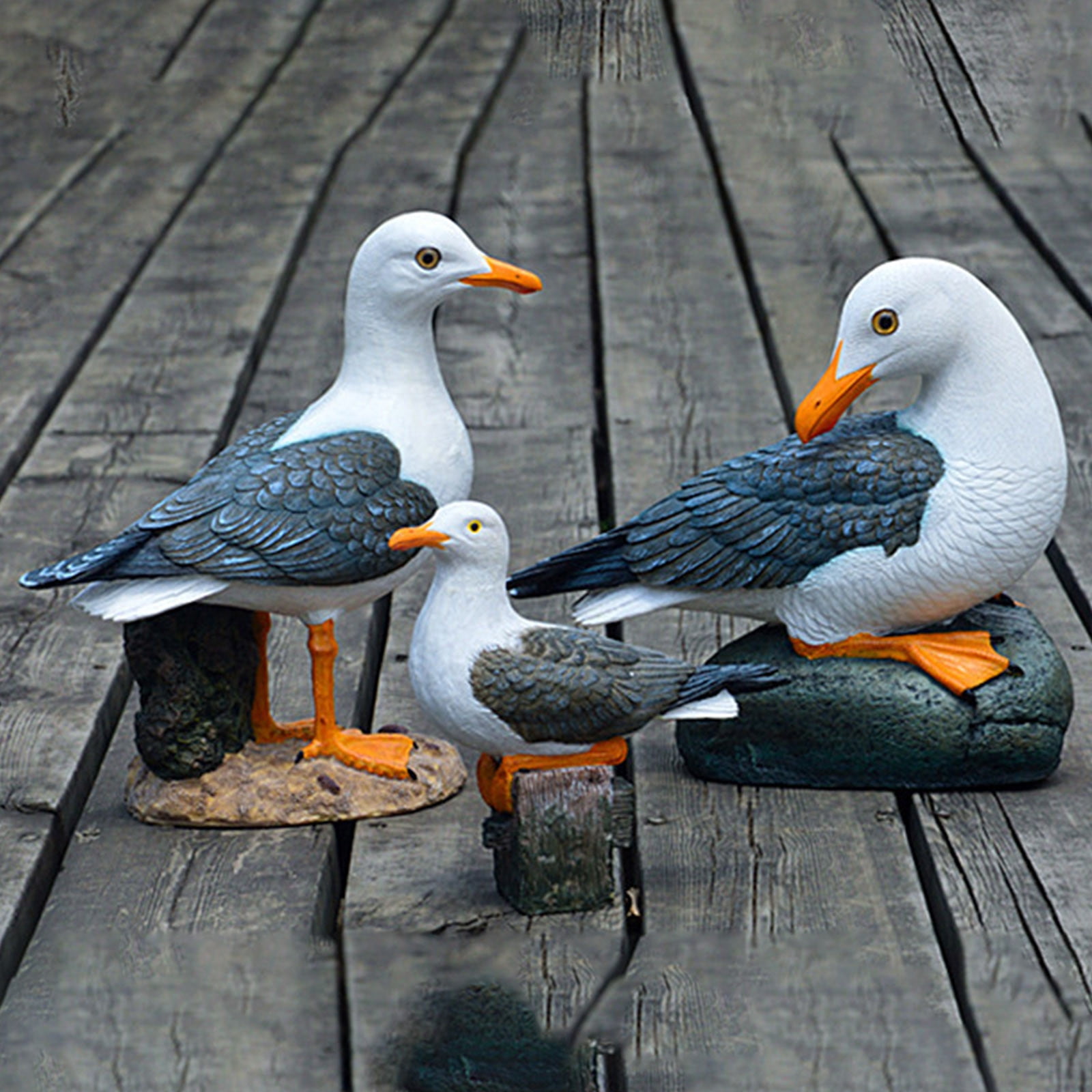 Real Seagull Outdoor Sculpture,Garden Bird Statue,Beach Statue Decor,Resin Animal Seabird Ornaments,Coastal Beach Decor,Patio Decor for Outdoor Table Decorfor Garden,Terrace,Lawn,Yard