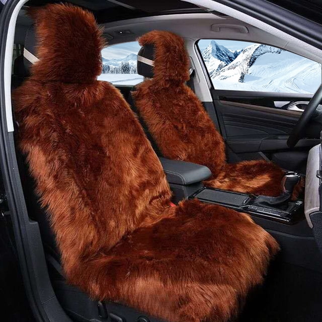 Real Sheepskin Car Seat Cover, Fluffy Genuine Sheepskin Auto Seat ...