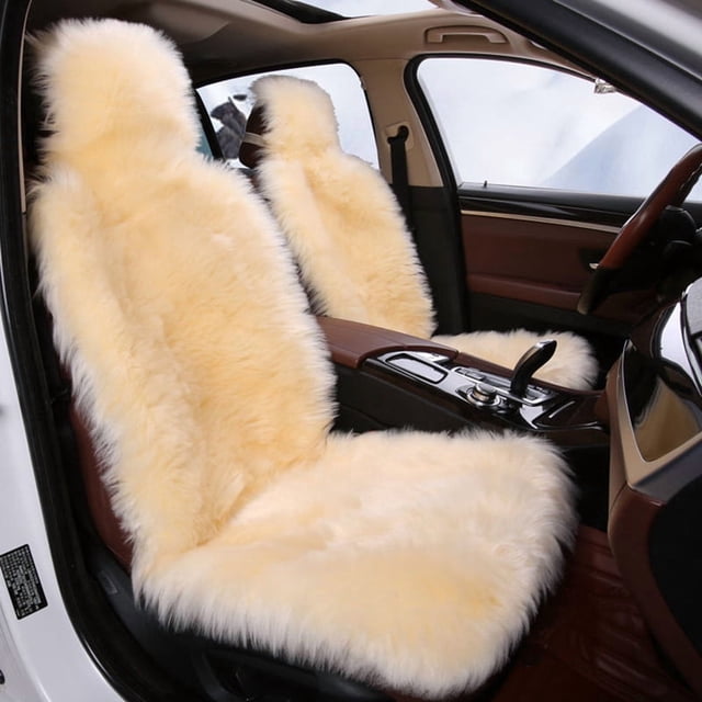 Real Sheepskin Car Seat Cover, Fluffy Genuine Sheepskin Auto Seat ...