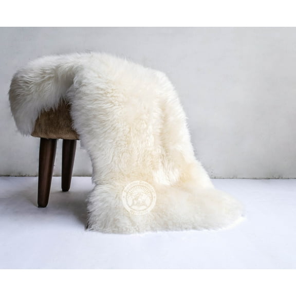 Real Sheepskin Rug, Natural White - Thick Hair