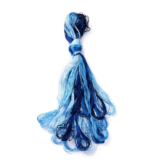 Real Silk Embroidery Threads Friendship Bracelets String 8 Colors Gradient color Marine Blue 1mm 20m/bundle 8 bundles/set for DIY