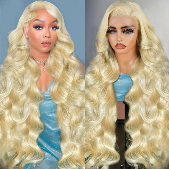 Real Silk Wig-Lace Front Wig Human Hair 200 Density Blonde Wig Human Hair 613 Body Blonde Lace Front Wigs Human Hair Pre Plucked 613 Lace Frontal Wigs, Women'S Middle-Parted Big Wavy Long Curly Wig,