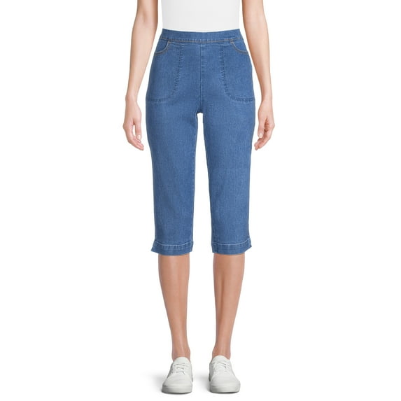 Real Size Women's 19" Pull On 2 Pocket Stretch Capri