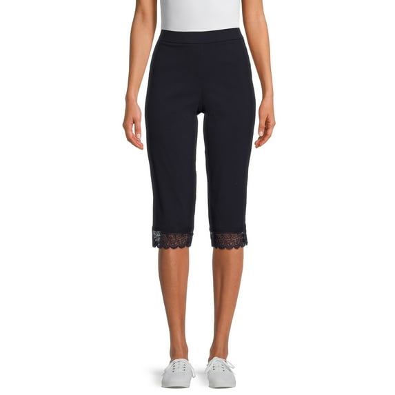 Real Size Women's 19" Pull On Crochet Stretch Capri