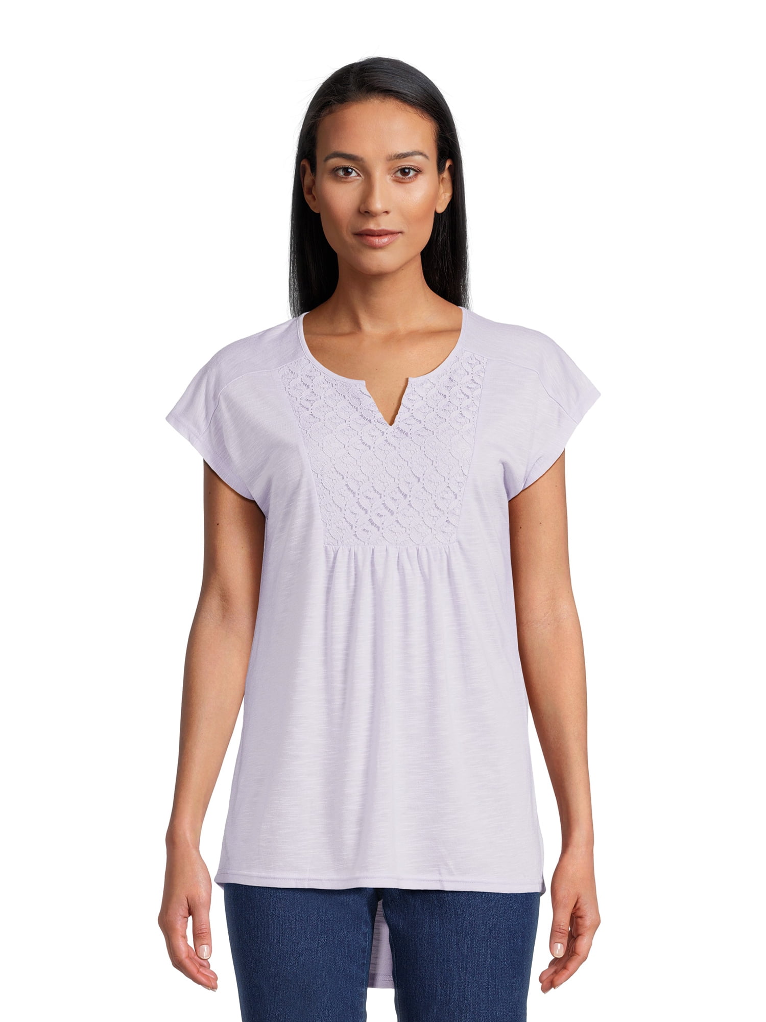 Real Size Women's Crochet Bib Tunic Top, Women's and Women's Plus XS-4X