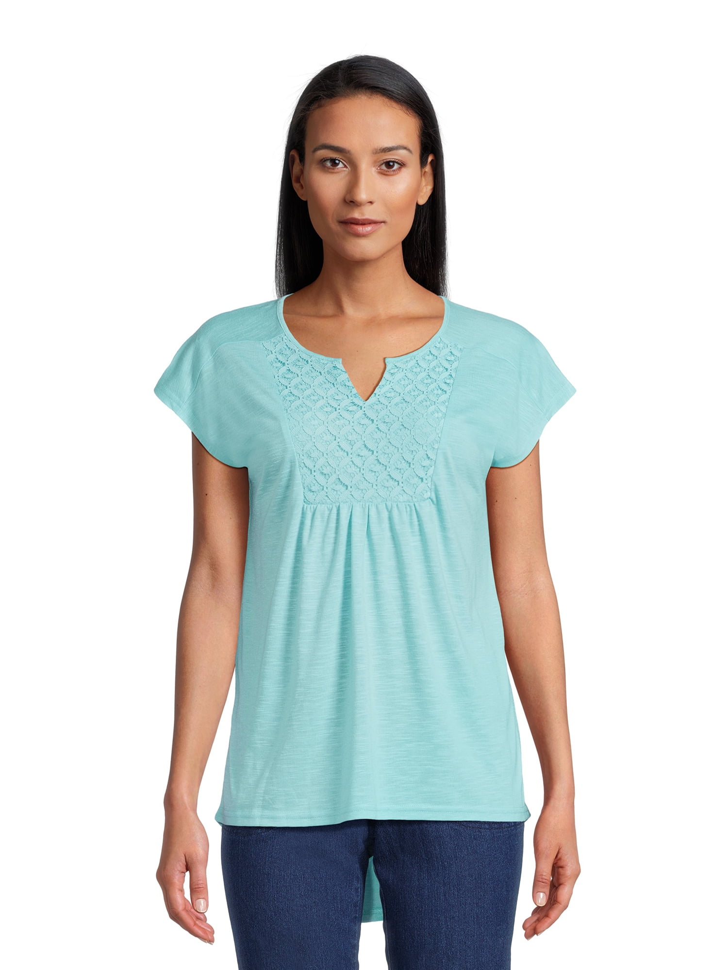Real Size Women's Crochet Bib Tunic Top, Women's and Women's Plus XS-4X