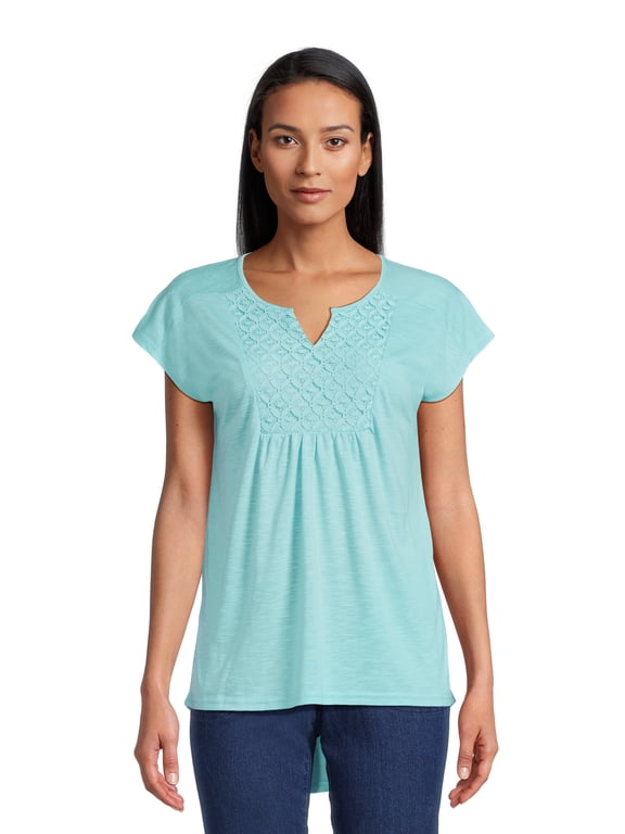 Real Size Women's Crochet Bib Tunic Top, Women's and Women's Plus XS-4X