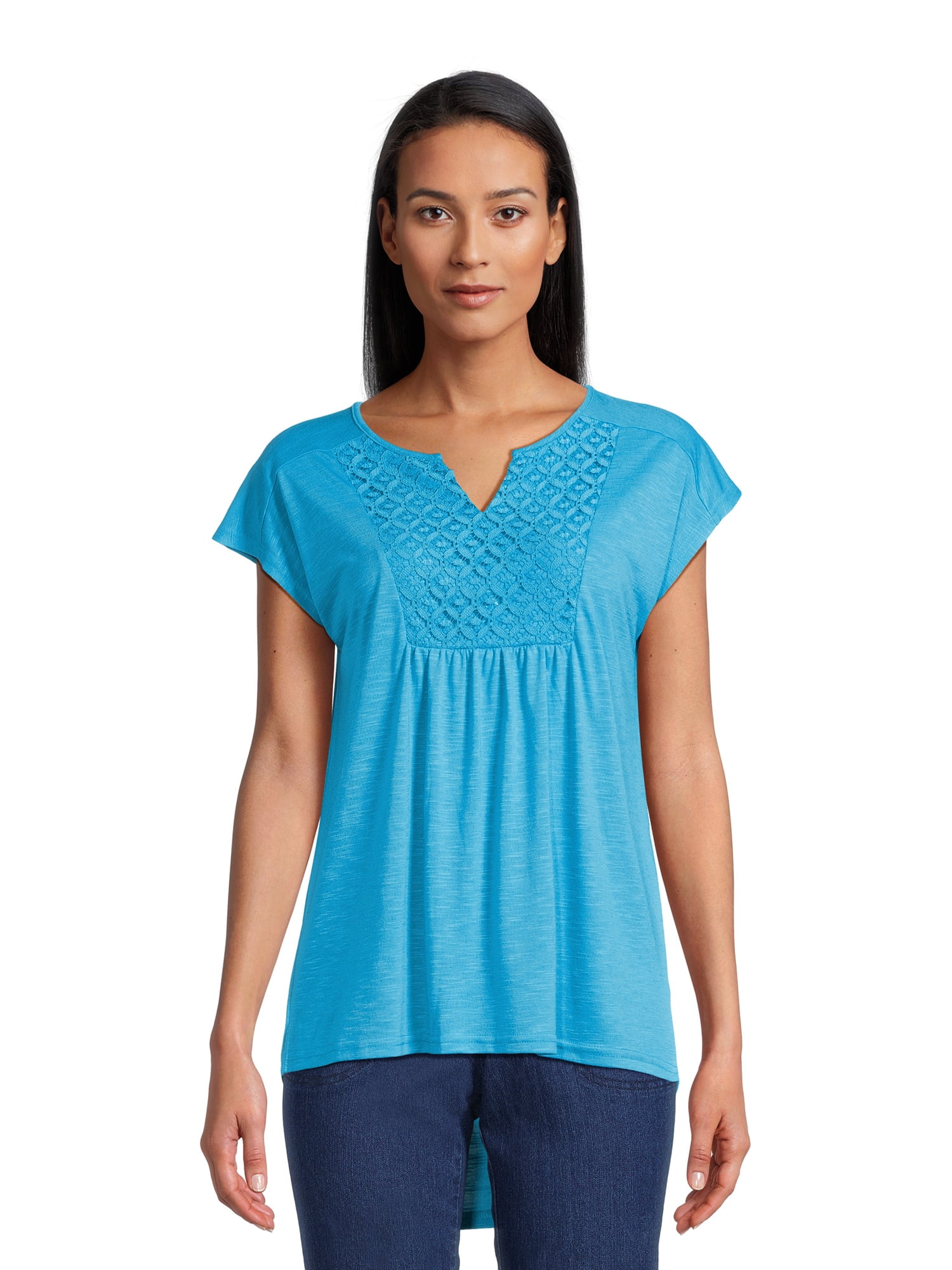 Real Size Women's Crochet Bib Tunic Top, Women's and Women's Plus XS-4X