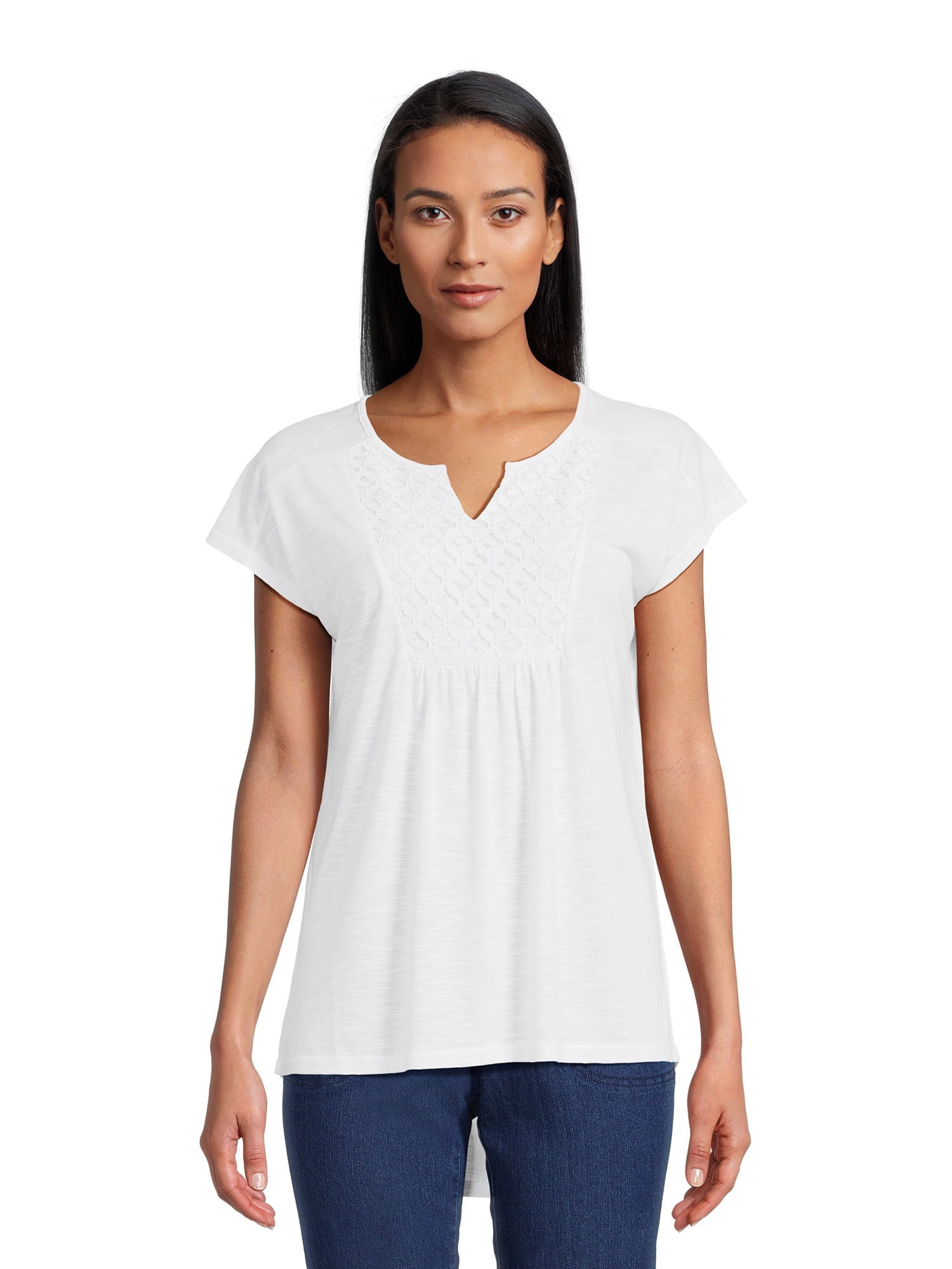 Real Size Women's Crochet Bib Tunic Top, Women's and Women's Plus XS-4X
