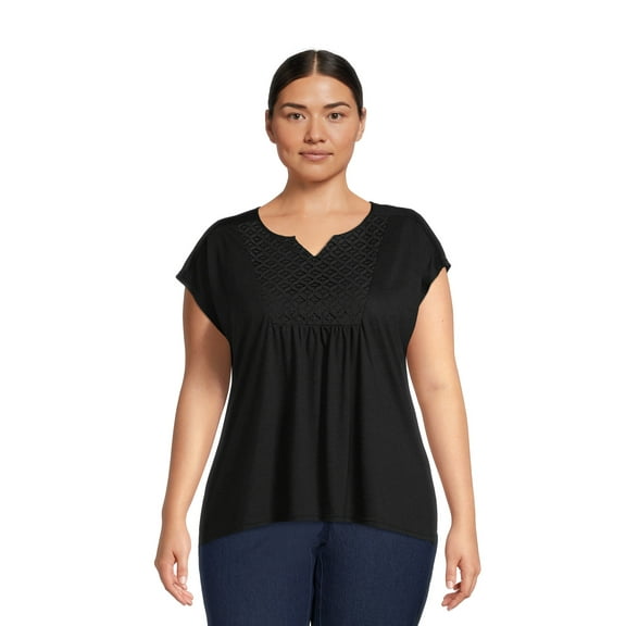 Real Size Women's Crochet Bib Tunic Top, Women's and Women's Plus XS-4X