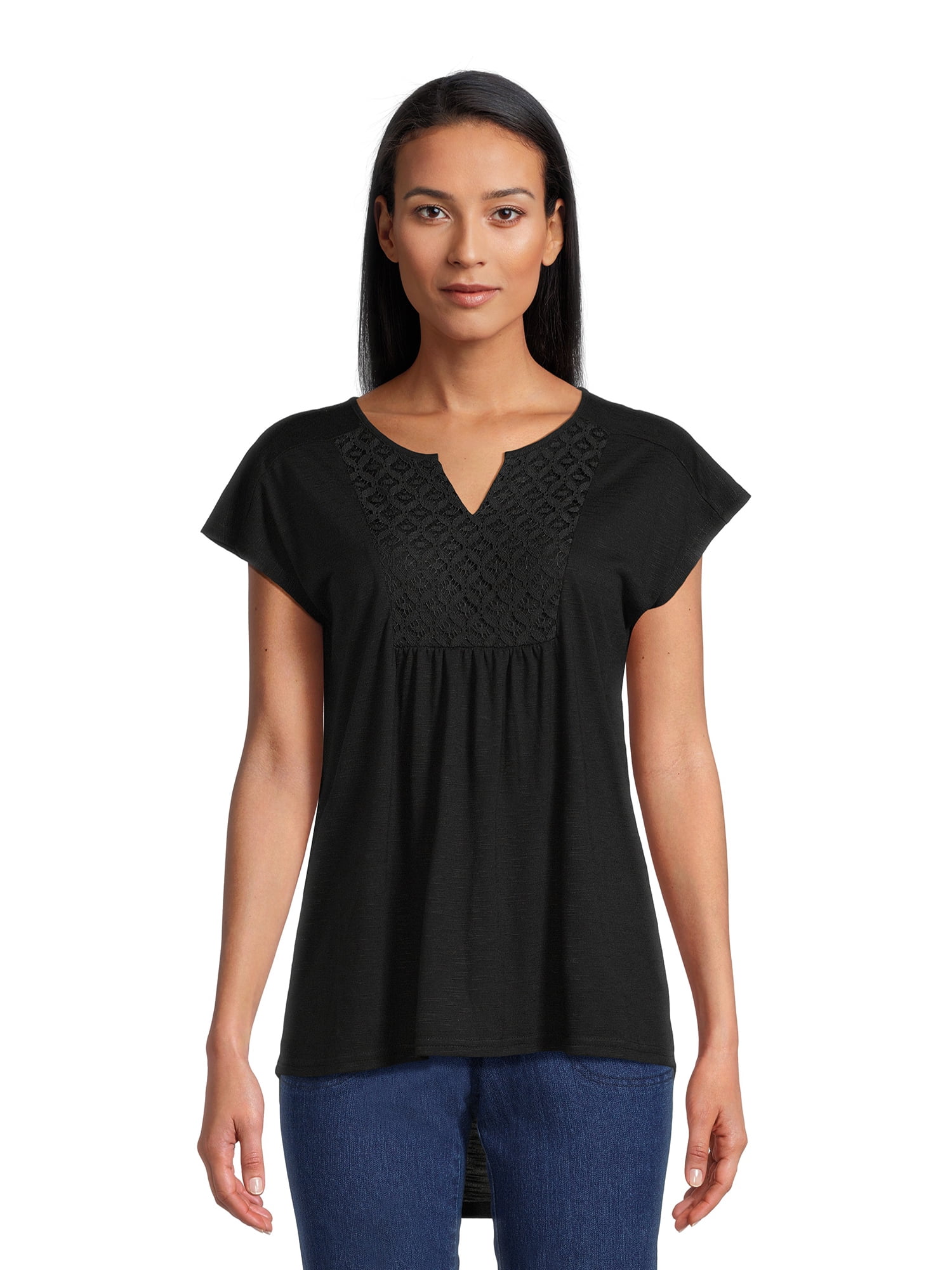 Real Size Women's Crochet Bib Tunic Top, Women's and Women's Plus XS-4X