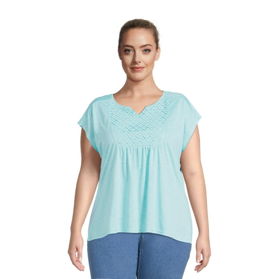 Real Size Women's Crochet Bib Tunic Top, Women's and Women's Plus XS-4X