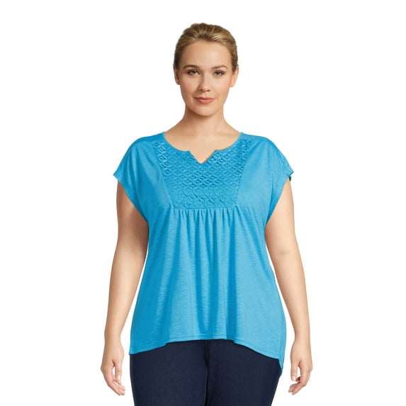 Real Size Women's Crochet Bib Tunic Top, Women's and Women's Plus XS-4X