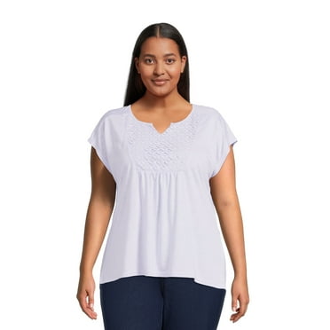 Real Size Women's Crochet Bib Tunic Top, Women's and Women's Plus XS-4X