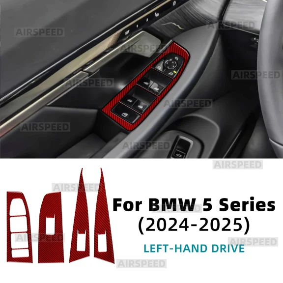 Real Soft Carbon Fiber For BMW 5 Series i5 G60 G61 G68 2024 2025 Car Window Switch Panel Front Door Protector Sticker LHD RHD.