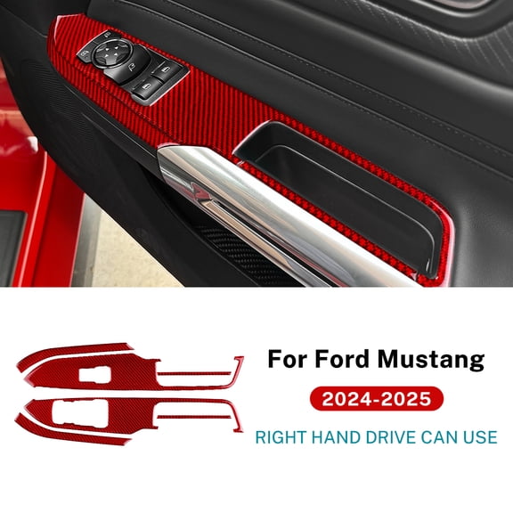 Real Soft Carbon Fiber For Ford Mustang Dark Horse EcoBoost GT S650 2024 2025 2026 LHD RHD Car Door Window Button Panel Sticker.