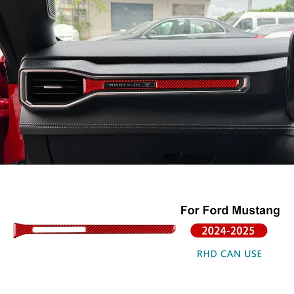 Real Soft Carbon Fiber For Ford Mustang GT 2024 2025 2026 LHD RHD Car Center Console AC Outlet Sticker Interior Trim Accessories.