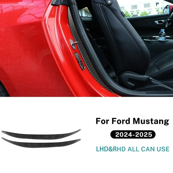 Real Soft Carbon Fiber For Ford Mustang GT 2024 2025 Car Door Inner Frame Decor Sticker LHD RHD Interior Trim Accessories.