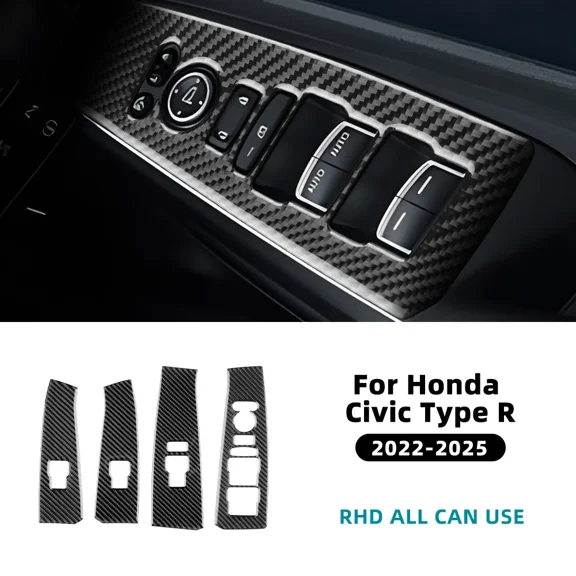 Real Soft Carbon Fiber For Honda Civic 11th Gen Type-R FL5 2022 2023 2024 2025 Car Window Lift Button Frame Panel Trim Sticker.