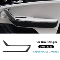 Real Soft Carbon Fiber For KIA Stinger 2019 2020 2021 2022 2023 Car Door Handle Panel Sticker LHD RHD Interior Trim Accessories.