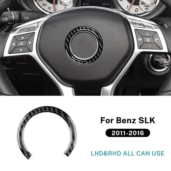 Real Soft Carbon Fiber For Mercedes Benz SLK R172 2011 2012 2013 2014 2015 2016 Car Steering Wheel Center Panel Trim Sticker.