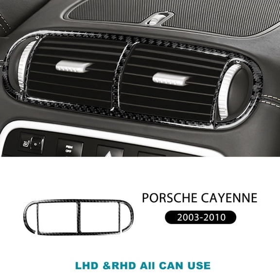 Real Soft Carbon Fiber For Porsche Cayenne 2003 2004 2005 2006 2007 2008 2009 2010 Center Air Vent Interior Sticker Accessories.