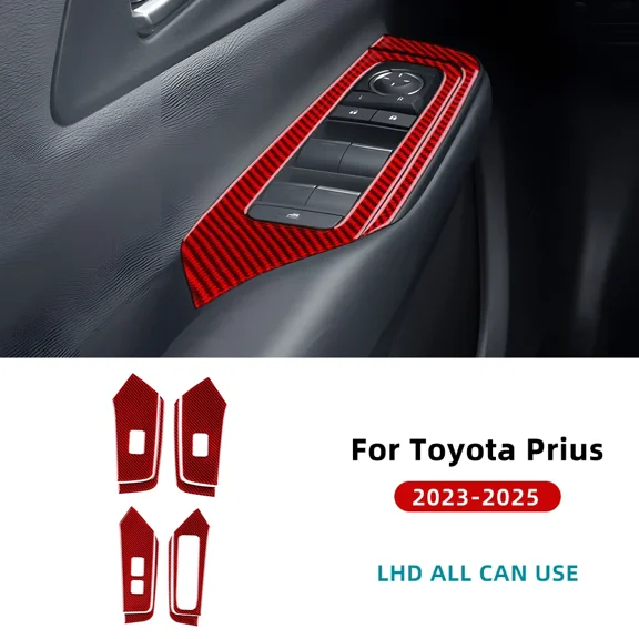 Real Soft Carbon Fiber For Toyota Prius 60 Series 2023 2024 2025 LHD RHD Car Window Lift Button Panel Sticker Trim Accessories.