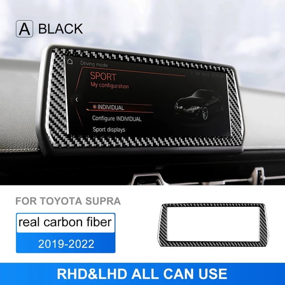 Real Soft Carbon Fiber For Toyota Supra GR A90 A91 MK5 2019-2022 RHD LHD Navigation Screen Panel Cover Sticker Auto Accessories.
