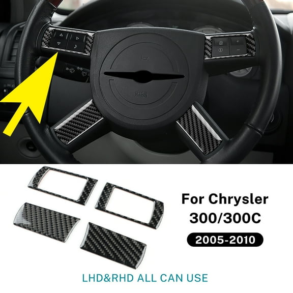 Real Soft Carbon Fiber Sticker For Chrysler 300 300C 2005 2006 2007 2008 2009 2010 Car Steering Wheel Button Interior Trim.