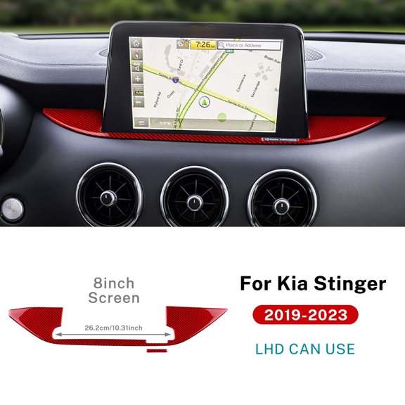 Real Soft Carbon Fiber Sticker For Kia Stinger 2019 2020 2021 2022 2023 LHD RHD Car Central Navigation Screen Trim Accessories.