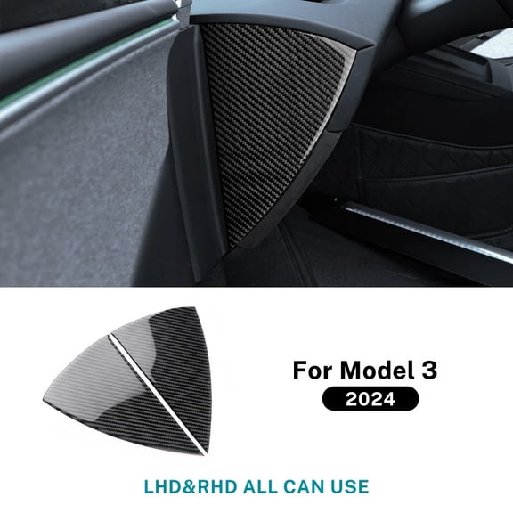 Real Soft Carbon Fiber Sticker For Tesla Model 3 Highland 2024 Car Front Door Slot Panel Interior Trim Decor Accessories