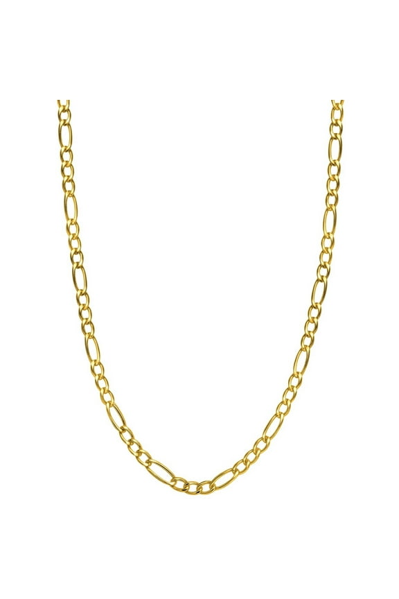 Real Solid 1/20 14K Yellow Gold Figaro Link Chain Necklace 20 Inch 3mm Men Women GoldsSolid
