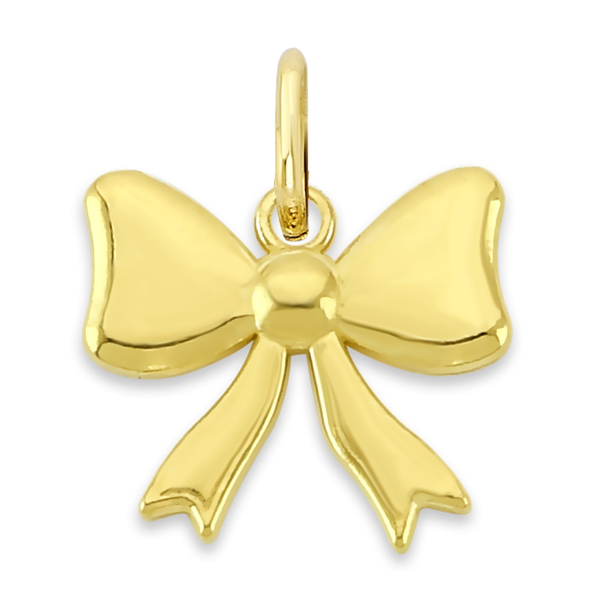 Golden Fire Solid 10K Gold Bow Charm - Classic Gift for Women