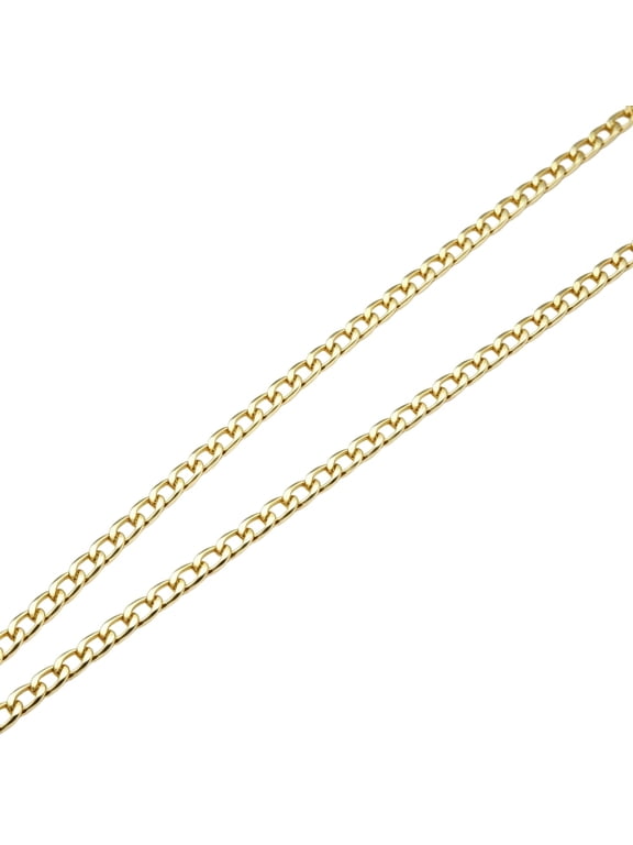 Real Solid 10k Yellow Gold Filled Necklace Italian, Link Chain 10K Solid Yellow Gold  Cuban Link Chain Necklace for Women, 2.00MM, 22"