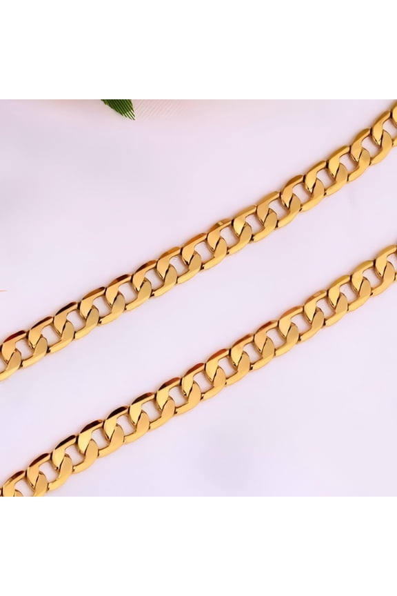 Real Solid 10k Yellow Gold Filled Necklace Italian, Link Chain 10K Solid Yellow Gold  Cuban Link Chain Necklace for Women, 3.00MM, 20"