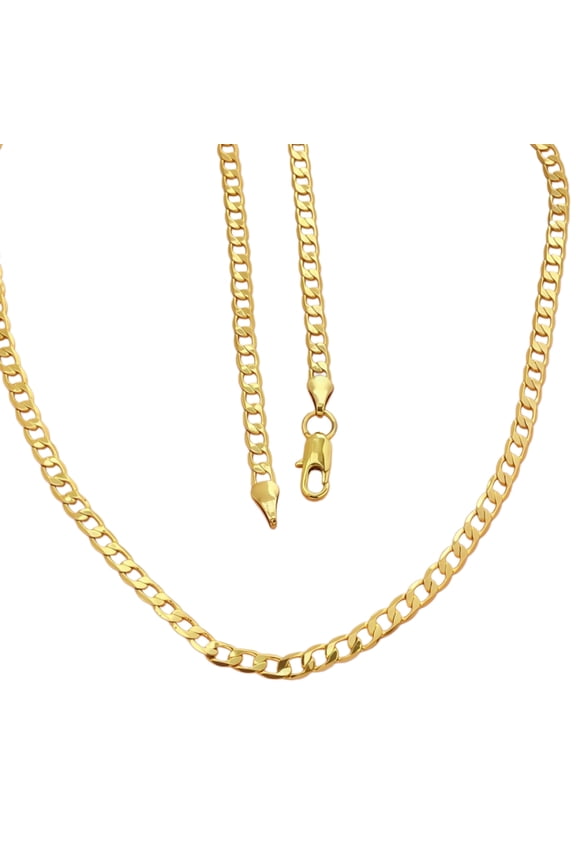 Real Solid 10k Yellow Gold Filled Necklace Italian, Link Chain 10K Solid Yellow Gold Cuban Link Chain Necklace for Women, 3.00MM, 28"